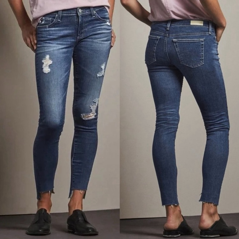 AG Secret Fit Belly Distressed Step Raw Legging Ankle Skinny sz 30